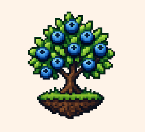 Pixel art blueberry tree